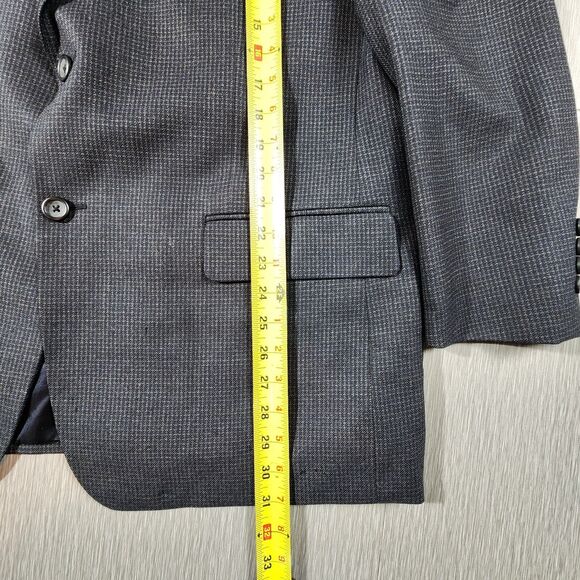 Pronto Uomo Sport Coat Blazer Suit Jacket Houndstooth Blue 40 Short - Picture 10 of 12